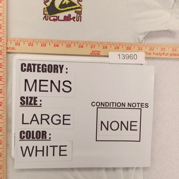 Quiksilver Crew Neck Short Sleeve Graphic T Shirt Mens Size Large L White - Picture 7 of 9